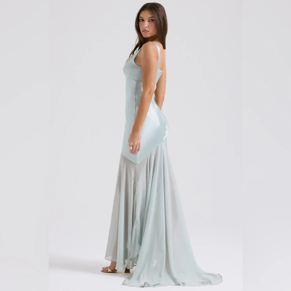 House of CB Vittoria Pistachio Chiffon Floor Length Gown - Picture 8 of 14
